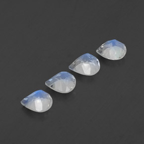 Pedras preciosas de pedra da lua arco-íris branco natural de 1,51 ct, formato de pêra, transparente