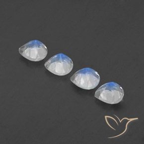 Pedras preciosas de Pedra da Lua Arco-Íris Branco azulado natural de 1.51 ct, Formato de pêra, Transparente