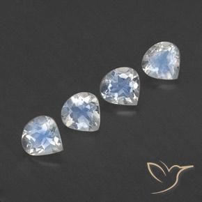 Pedras preciosas de Pedra da Lua Arco-Íris Branco azulado natural de 1.50 ct, Formato de pêra, Transparente