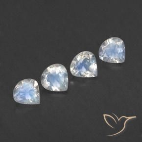 Pedras preciosas de Pedra da Lua Arco-Íris Branco azulado natural de 1.54 ct, Formato de pêra, Transparente
