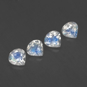 Pedras preciosas de pedra da lua arco-íris branco natural de 1,49 ct, formato de pêra, transparente