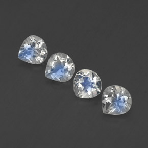 Pedras preciosas de pedra da lua arco-íris branco natural de 1,64 ct, formato de pêra, transparente