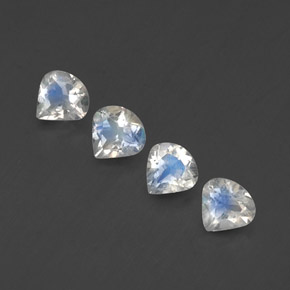 Pedras preciosas de pedra da lua arco-íris branco natural de 1,37 ct, formato de pêra, transparente
