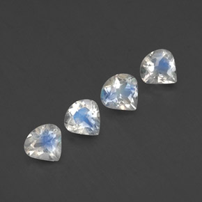 Pedras preciosas de pedra da lua arco-íris branco natural de 1,37 ct, formato de pêra, transparente