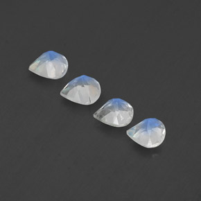 Pedras preciosas de pedra da lua arco-íris branco natural de 1,37 ct, formato de pêra, transparente
