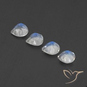 Pedras preciosas de Pedra da Lua Arco-Íris Branco azulado natural de 1.53 ct, Formato de pêra, Transparente