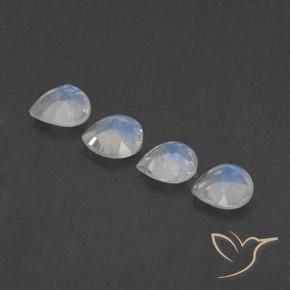 Pedras preciosas de Pedra da Lua Arco-Íris Branco azulado natural de 1.46 ct, Formato de pêra, Transparente
