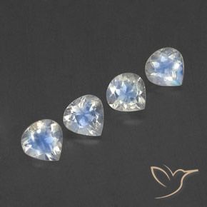 Pedras preciosas de Pedra da Lua Arco-Íris Branco azulado natural de 1.70 ct, Formato de pêra, Transparente