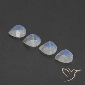 Pedras preciosas de Pedra da Lua Arco-Íris Branco azulado natural de 1.70 ct, Formato de pêra, Transparente