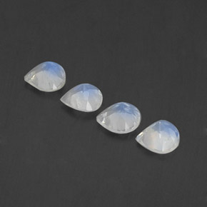 Pedras preciosas de pedra da lua arco-íris branco natural de 1,43 ct, formato de pêra, transparente