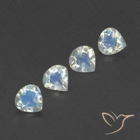 Pedras preciosas de Pedra da Lua Arco-Íris Branco azulado natural de 1.36 ct, Formato de pêra, Transparente