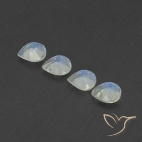 Pedras preciosas de Pedra da Lua Arco-Íris Branco azulado natural de 1.36 ct, Formato de pêra, Transparente