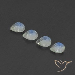 Pedras preciosas de Pedra da Lua Arco-Íris Branco azulado natural de 1.33 ct, Formato de pêra, Transparente