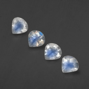Pedras preciosas de pedra da lua arco-íris branco natural de 1,55 ct, formato de pêra, transparente