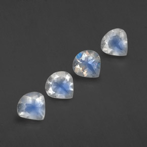 Pedras preciosas de pedra da lua arco-íris branco natural de 1,55 ct, formato de pêra, transparente