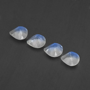 Pedras preciosas de pedra da lua arco-íris branco natural de 1,55 ct, formato de pêra, transparente