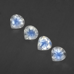 Pedras preciosas de pedra da lua arco-íris branco natural de 1,67 ct, formato de pêra, transparente