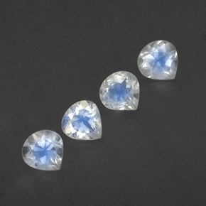 Pedras preciosas de pedra da lua arco-íris branco natural de 1,67 ct, formato de pêra, transparente