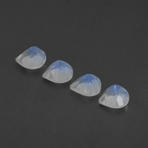 Pedras preciosas de pedra da lua arco-íris branco natural de 1,67 ct, formato de pêra, transparente