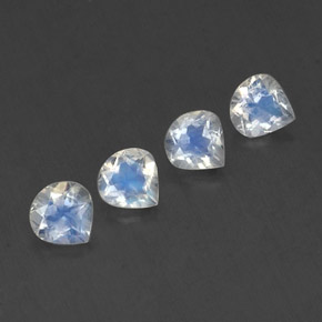 Pedras preciosas de pedra da lua arco-íris branco natural de 1,49 ct, formato de pêra, transparente
