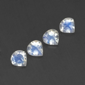 Pedras preciosas de pedra da lua arco-íris branco natural de 1,37 ct, formato de pêra, transparente