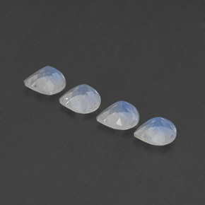 Pedras preciosas de pedra da lua arco-íris branco natural de 1,37 ct, formato de pêra, transparente