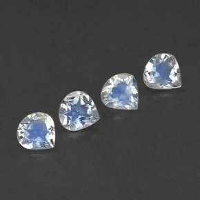 Pedras preciosas de pedra da lua arco-íris branco natural de 1,39 ct, formato de pêra, transparente