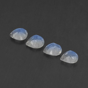 Pedras preciosas de pedra da lua arco-íris branco natural de 1,47 ct, formato de pêra, transparente