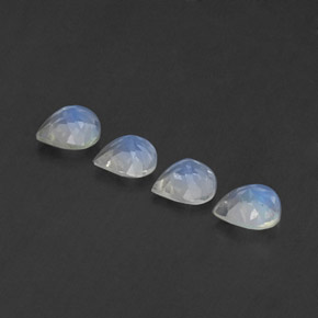 Pedras preciosas de pedra da lua arco-íris branco natural de 1,30 ct, formato de pêra, transparente