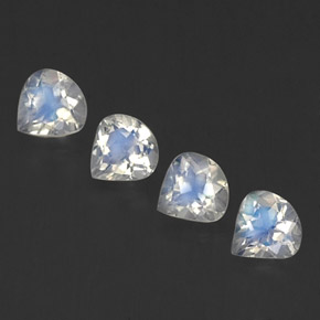 Pedras preciosas de pedra da lua arco-íris branco natural de 1,52 ct, formato de pêra, transparente