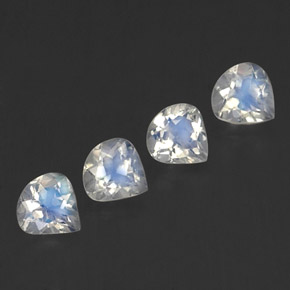 Pedras preciosas de pedra da lua arco-íris branco natural de 1,52 ct, formato de pêra, transparente