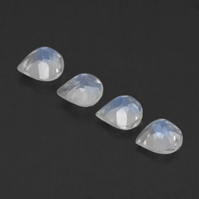 Pedras preciosas de pedra da lua arco-íris branco natural de 1,52 ct, formato de pêra, transparente