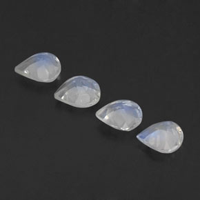 Pedras preciosas de pedra da lua arco-íris branco natural de 1,33 ct, formato de pêra, transparente