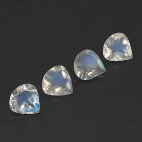Pedras preciosas de pedra da lua arco-íris branco natural de 1,15 ct, formato de pêra, transparente