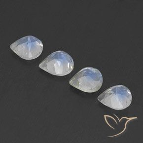 Pedras preciosas de Pedra da Lua Arco-Íris Branco azulado natural de 1.54 ct, Formato de pêra, Transparente