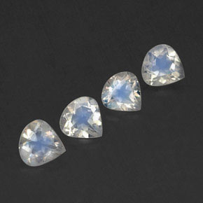 Pedras preciosas de pedra da lua arco-íris branco natural de 1,35 ct, formato de pêra, transparente