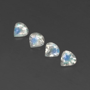 Pedras preciosas de pedra da lua arco-íris branco natural de 1,44 ct, formato de pêra, transparente