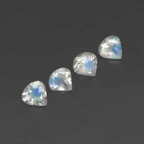 Pedras preciosas de pedra da lua arco-íris branco natural de 1,44 ct, formato de pêra, transparente