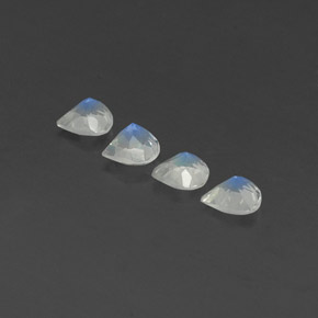 Pedras preciosas de pedra da lua arco-íris branco natural de 1,44 ct, formato de pêra, transparente