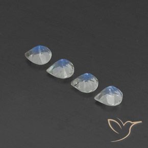 Pedras preciosas de Pedra da Lua Arco-Íris Branco azulado natural de 1.52 ct, Formato de pêra, Transparente