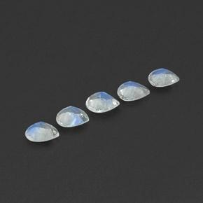 Pedras preciosas de pedra da lua arco-íris branco natural de 1,27 ct, formato de pêra, transparente