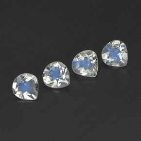 Pedras preciosas de pedra da lua arco-íris branco natural de 1,24 ct, formato de pêra, transparente