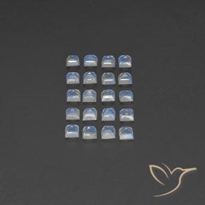 Pedras preciosas de Pedra da Lua Arco-Íris Branco azulado natural de 3.10 ct, Quadrado, Transparente/Translúcido