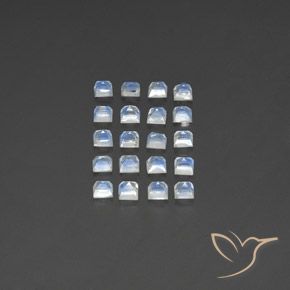 Pedras preciosas de Pedra da Lua Arco-Íris Branco azulado natural de 2.86 ct, Quadrado, Transparente/Translúcido