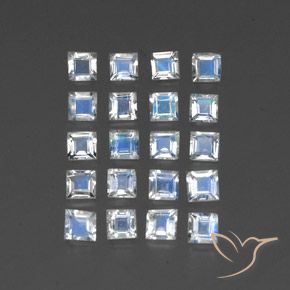 Pedras preciosas de Pedra da Lua Arco-Íris Branco azulado natural de 2.27 ct, Quadrado, Transparente/Translúcido