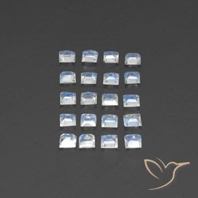 Pedras preciosas de Pedra da Lua Arco-Íris Branco azulado natural de 2.27 ct, Quadrado, Transparente/Translúcido