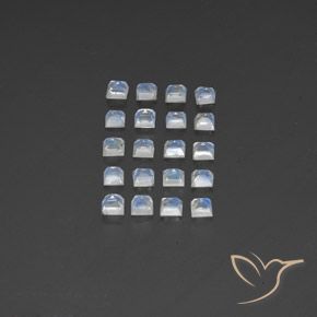 Pedras preciosas de Pedra da Lua Arco-Íris Branco azulado natural de 2.91 ct, Quadrado, Transparente/Translúcido