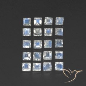 Pedras preciosas de Pedra da Lua Arco-Íris Branco azulado natural de 2.42 ct, Quadrado, Transparente