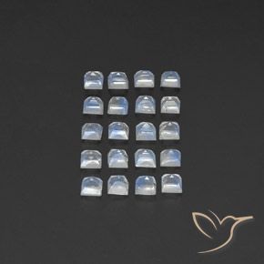 Pedras preciosas de Pedra da Lua Arco-Íris Branco azulado natural de 2.42 ct, Quadrado, Transparente