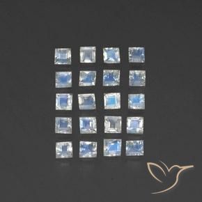 Pedras preciosas de Pedra da Lua Arco-Íris Branco azulado natural de 2.56 ct, Quadrado, Transparente